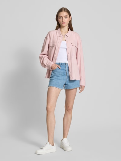 Only Bluzka koszulowa o kroju oversized z mieszanki lnu model ‘CARO’ Różowy 1