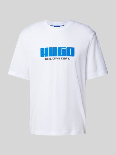 Hugo Blue T-Shirt mit Label-Print Modell 'Newromi' Weiss 1