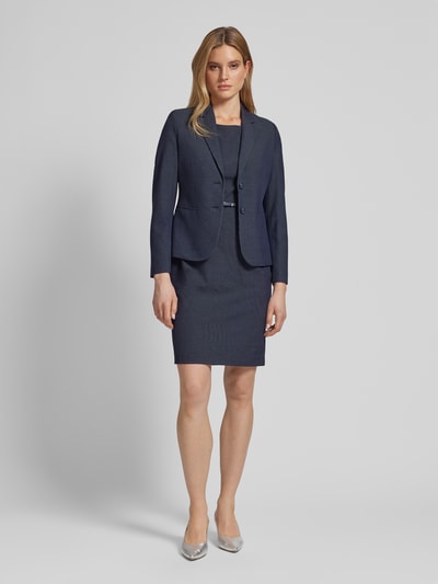 Christian Berg Woman Selection Knielange kokerjurk met fijn motief Marineblauw - 1