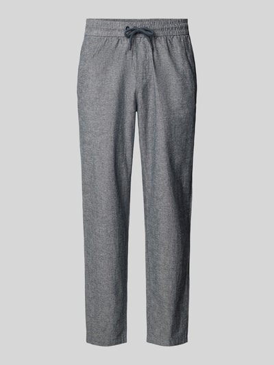 Produktfoto, Hose aus Baumwoll-Leinen-Mix mit elastischem Bund von Blend, Modell 'ABAN', grau, Regular Fit, strukturierte Oberfläche