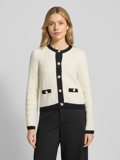 Christian Berg Woman Selection Kurtka z efektem bouclé i okrągłym dekoltem Écru 4