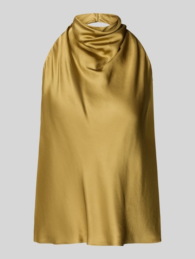 Produktfoto, Top aus Viskose mit Neckholder und tiefem Rückenausschnitt von Jake*s Cocktail, Reine Viskose, gerader Schnitt, glänzende goldene Textur