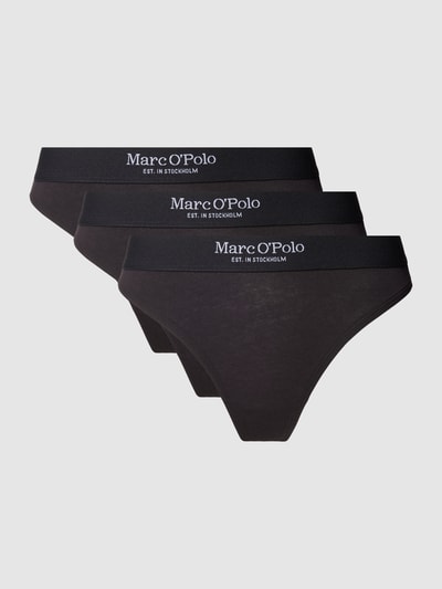 Marc O'Polo String met elastische band met logo in een set van 3 stuks Zwart - 1