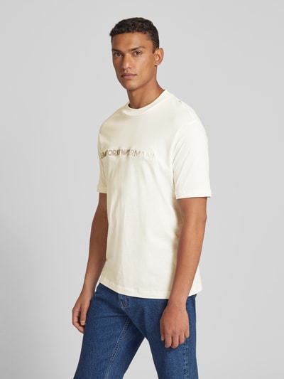 Emporio Armani T-Shirt mit Label-Stitching Offwhite 4