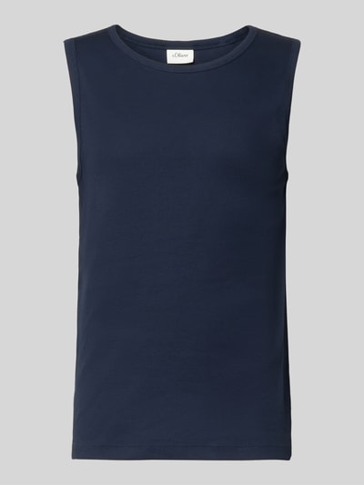 Produktfoto, Slim Fit Tank Top aus Baumwoll-Mix von s.Oliver RED LABEL in Dunkelblau, Optik: Unifarben, Materialverarbeitung: Feinripp