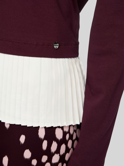 Marc Cain Loose fit shirt met lange mouwen van katoenmix met geplisseerd volantdetail Bordeaux - 3