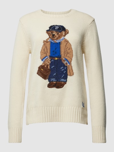 Polo Ralph Lauren Sweter z dzianiny z mieszanki bawełny i kaszmiru z wyhaftowanym motywem Beżowy 2