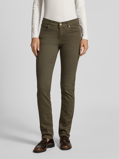 Angels Slim fit jeans in 5-pocketmodel, model 'CICI' Olijfgroen - 4