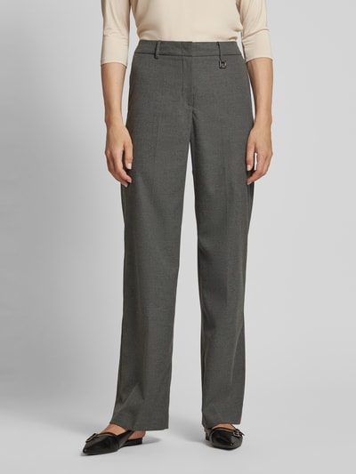 JOOP! Regular fit stoffen broek met persplooien Middengrijs - 4