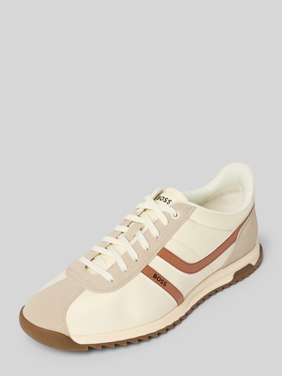 Produktfoto, Low Top Sneaker mit Lederoptik-Details Modell 'ZAYN_LOWP_NYMI' von BOSS Orange, mehrfarbig, abgerundet, flach, Label-Print, Schnürung, profilierte Sohle
