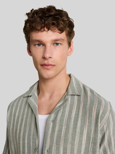 Tom Tailor Denim Koszula casualowa o kroju relaxed fit z mieszanki bawełny i lnu Oliwkowy 3