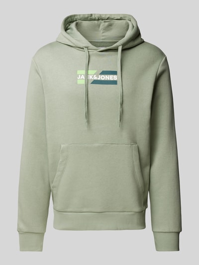 Jack & Jones Hoodie met labelprint, model 'ECORP' Mintgroen - 1