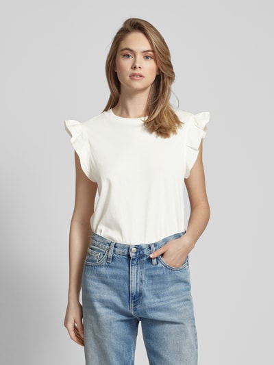 Marc O'Polo DENIM T-Shirt mit Volantsaum Offwhite 4