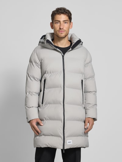 khujo Gewatteerde lange jas met labelpatch, model 'Caius' Lichtgrijs - 4