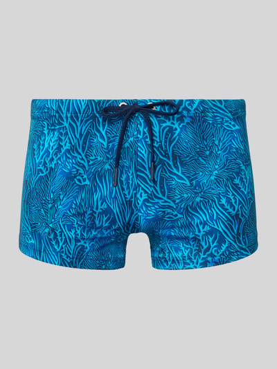 Produktfoto, Badehose im Allover-Look Modell 'Panarea' von HOM aus blauem Material-Mix mit Stretch-Anteil, körpernahe Passform.