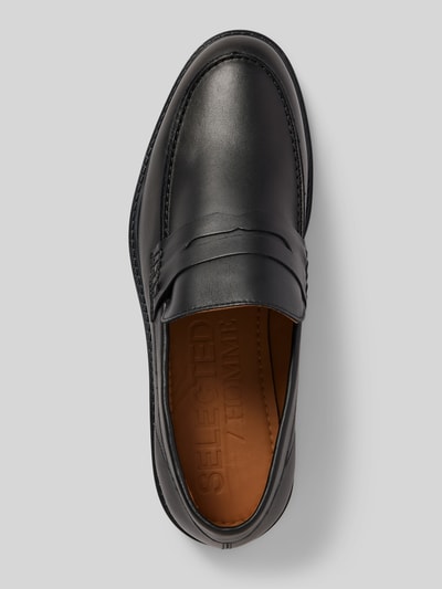 SELECTED HOMME Penny loafers van leer, model 'BLAKE' Zwart - 4