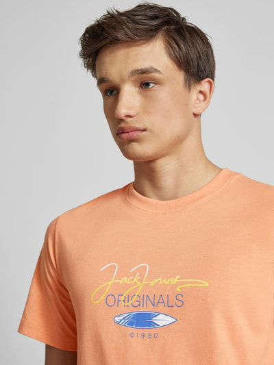 Jack & Jones T-shirt met labelprint, model 'CYRUS' Abrikoos - 3