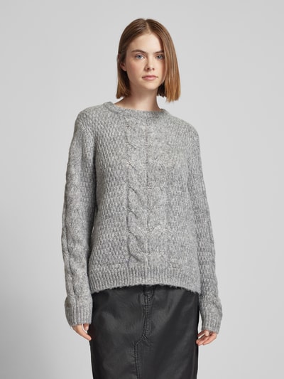 Pieces Strickpullover mit Zopfmuster Modell 'NINA' Graphit 4