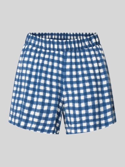 Produktfoto, Comfort Fit Pyjama Shorts aus reiner Viskose von Pyjama Shorts, niebiesko-biała kratka, elastyczny pas, popelina, boczne kieszenie