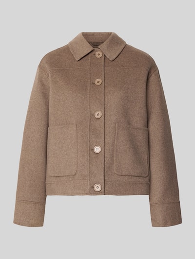 Produktfoto, Jacke aus Woll-Mix mit Eingrifftaschen von Smith and Soul in hellem Braun, gerader Schnitt, große Knöpfe, sichtbare Textur