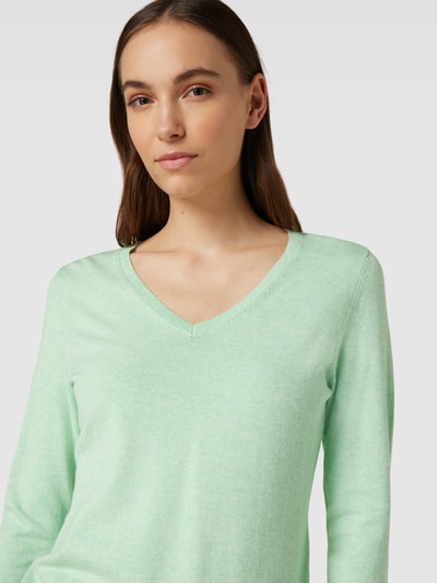 Montego Strickpullover mit V-Ausschnitt Mint Melange 3