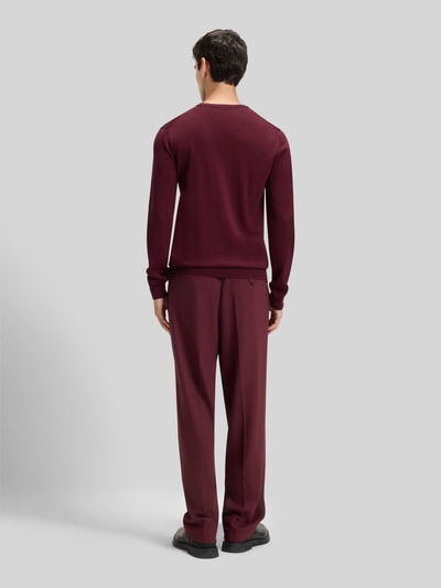 HUGO Regular fit gebreide pullover van merinowol, model 'SAN CEDRIC' Bordeaux - 5