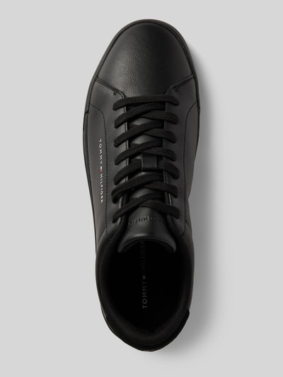 Tommy Hilfiger Leren sneakers met labelprint, model 'COURT LEATHER GRAINESS' Zwart - 3