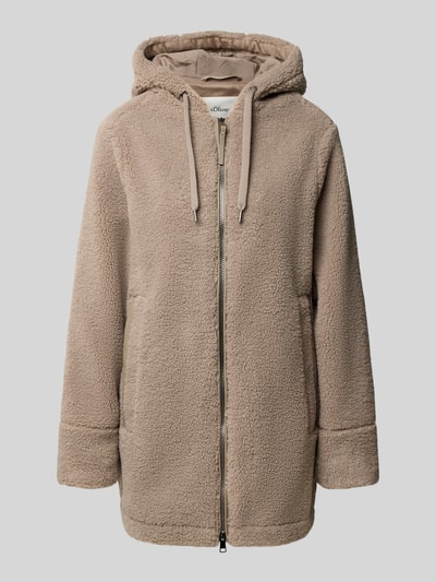 s.Oliver RED LABEL Teddymantel mit Kapuze Taupe 1