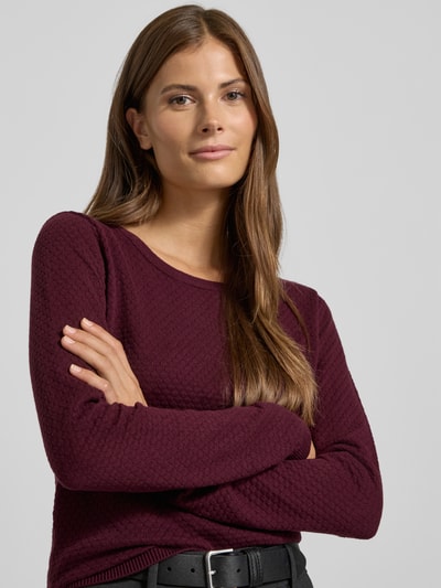 Vero Moda Regular Fit Strickpullover aus reiner Baumwolle Modell 'CARE' Bordeaux 3