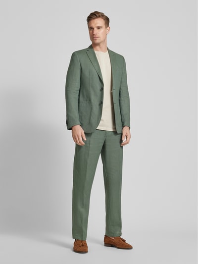 CG - Club of Gents Tapered fit pantalon met bandplooien, model 'OLE' Groen - 1