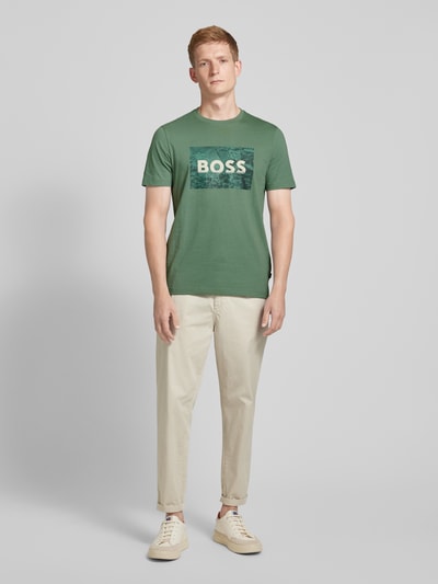 BOSS Orange T-shirt met motiefprint Groen - 1