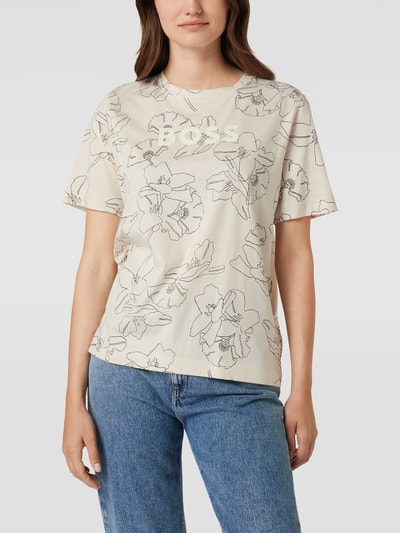 BOSS T-Shirt mit Allover-Muster Modell 'Ecosa' Ecru 4