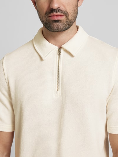 Samsøe Samsøe Regular Fit Poloshirt mit Strukturmuster Modell 'SAOLLI' Offwhite 3