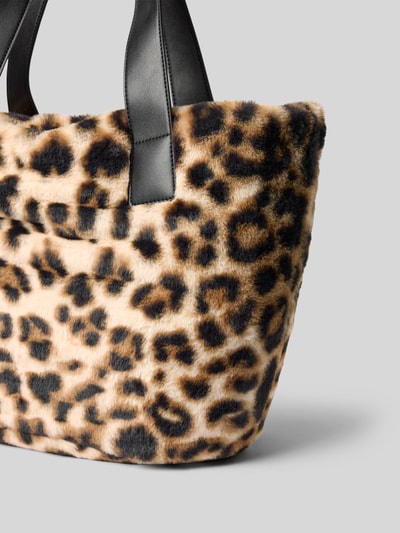 Liu Jo White Tote Bag mit Kunstfellbesatz Mittelbraun 3