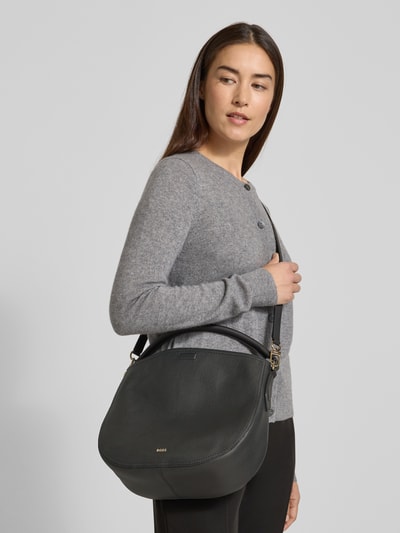 BOSS Torba na ramię ze skóry naturalnej model ‘LENAH’ Czarny 1