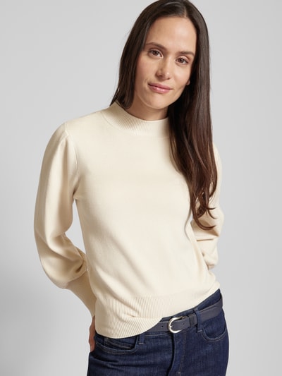 YAS Gebreide pullover met opstaande kraag, model 'FONNY' Beige - 3