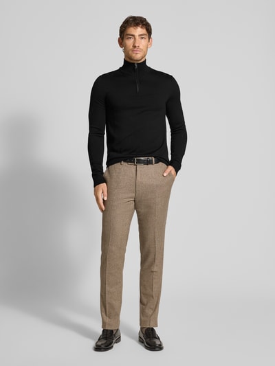 JOOP! Collection Gebreide pullover van scheerwol met opstaande kraag, model 'Dario' Zwart - 1