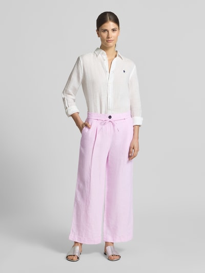 Christian Berg Woman Leinenhose mit Bindegürtel Rosa Melange 1