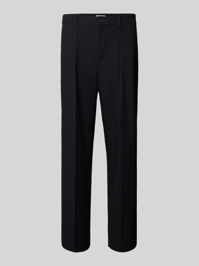 Casual Friday Spodnie materiałowe o kroju regular fit z zakładkami w pasie model ‘Grant’ Antracytowy 2