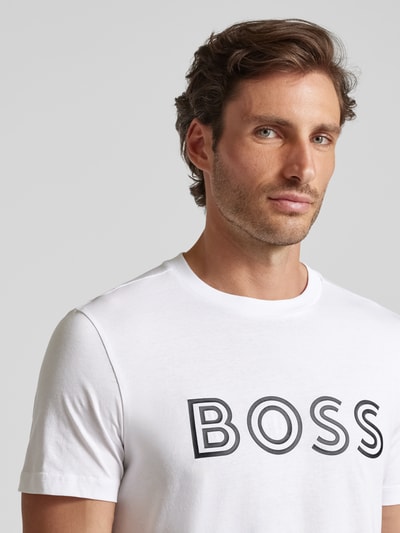 BOSS Green T-shirt z nadrukiem z logo Biały 3