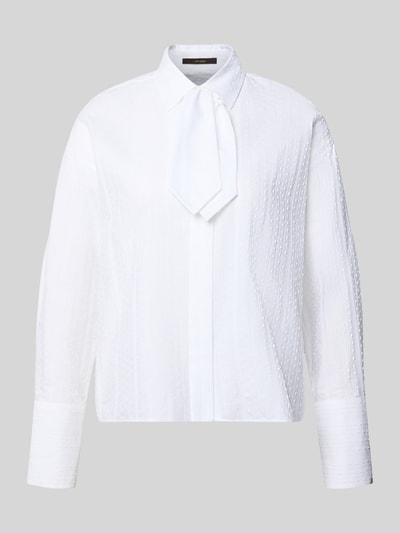 Produktfoto, weiße Schluppenbluse im Allover-Look mit Hemdblusenkragen von windsor., reine Baumwolle, Regular Fit, dezente Textur