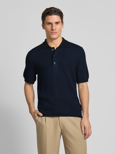 Marc O'Polo Regular Fit Poloshirt aus Baumwoll-Mix mit Crinkle-Effekt Marine 4