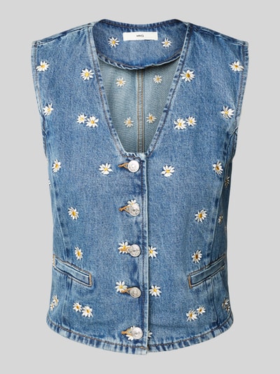 Mango Jeansweste mit floralen Stickereien Modell 'MASSY' Jeansblau 2