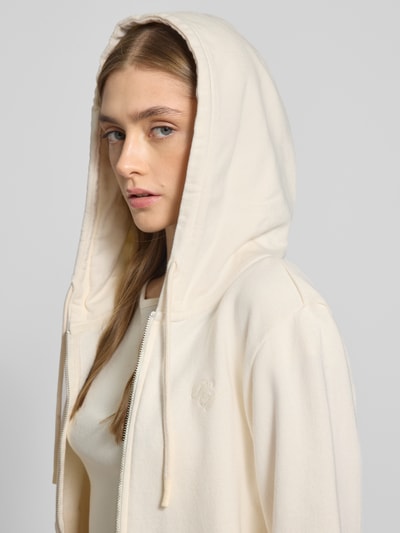REVIEW Sweatjacke mit Label-Stitching Offwhite 3