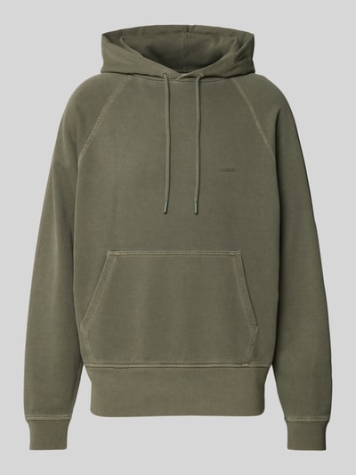 Produktfoto, Regular Fit Hoodie aus reiner Baumwolle van closed in olijfgroen met Kangoeroezak en tunnelkoord, Heren, Ruglengte maat M: 62 cm