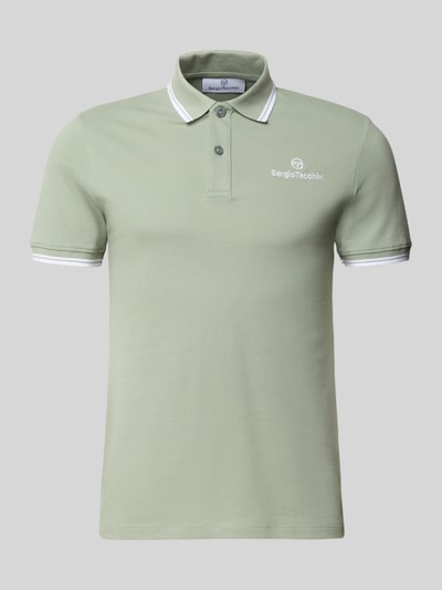 Produktfoto, Slim Fit Poloshirt mit Logo-Stitching Modell 'Reed' von SERGIO TACCHINI, hellgrün, Baumwoll-Mix, Polokragen, kurzärmelig