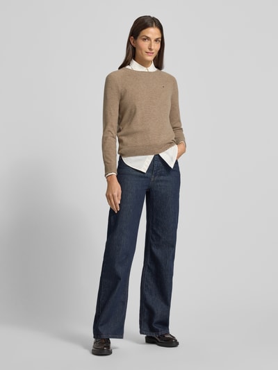 Tommy Hilfiger Regular fit gebreide pullover van een mix van wol en kasjmier Taupe - 1