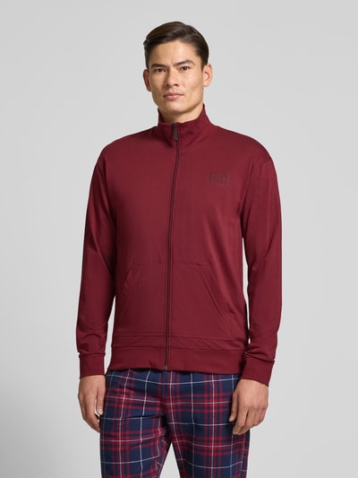 HUGO Bluza rozpinana o kroju regular fit z mieszanki bawełny model ‘LAZE’ Bordowy 4