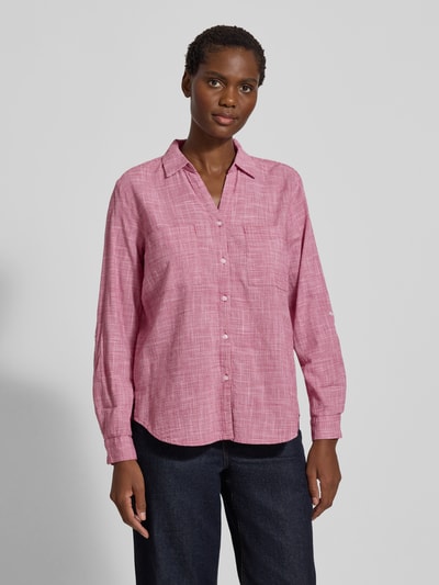 Tom Tailor Regular Fit Hemdbluse aus reiner Baumwolle Pink 4