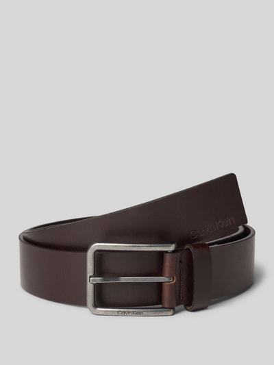 CK Calvin Klein Leren riem met doornsluiting, model 'WARMTH BUCKLE' Donkerbruin - 1